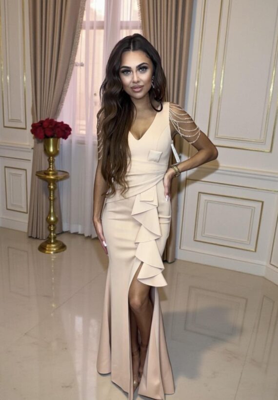 Monia bis długa beżowa sukienka