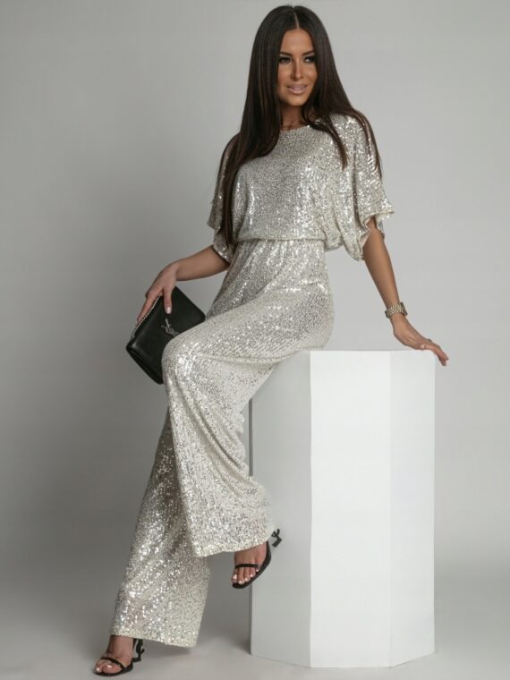 Szampański cekinowy elegancki kombinezon