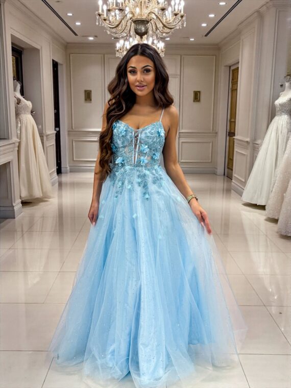 Solvi błękitna  tiulowa suknia księżniczka