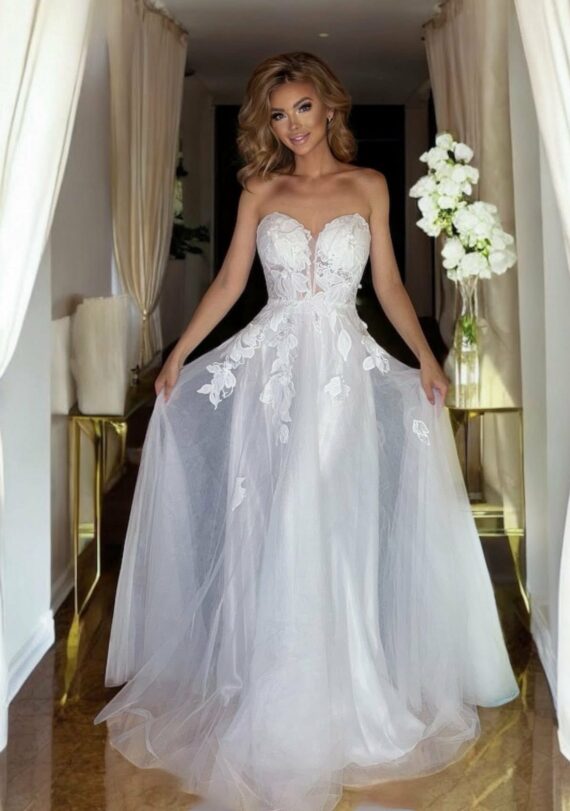 Costa caletta biała tiulowa sukienka księżniczka ślubna